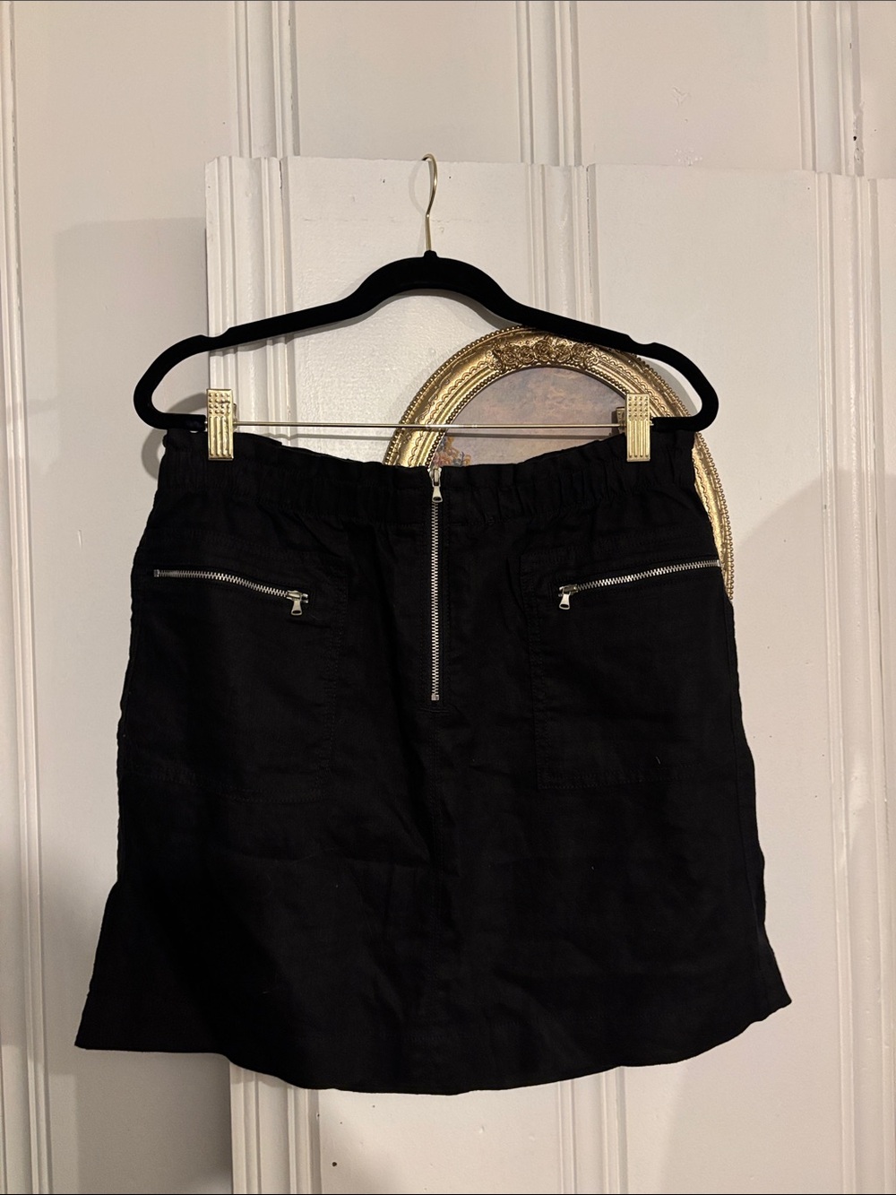 Lou & Grey Black Mini Skirt with Silver Zipper